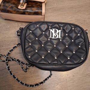 Badgley Mischka Black Quilted Crossbody Bag with Chain Strap